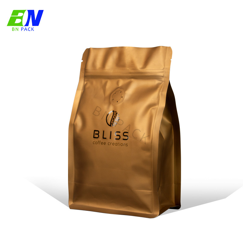 कॉफी बीन के लिए 250 ग्राम फ्लैट बॉटम पाउच प्लास्टिक एल्युमिनियम फॉयल