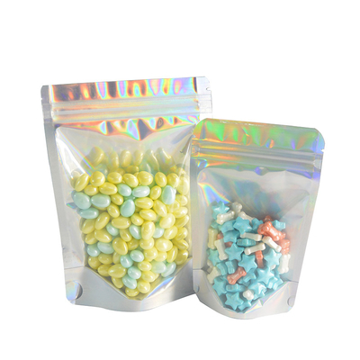 खाद्य पैकेजिंग के लिए कस्टम लोगो Ziplock होलोग्राफिक बैग एल्यूमीनियम पन्नी Mylar प्लास्टिक: